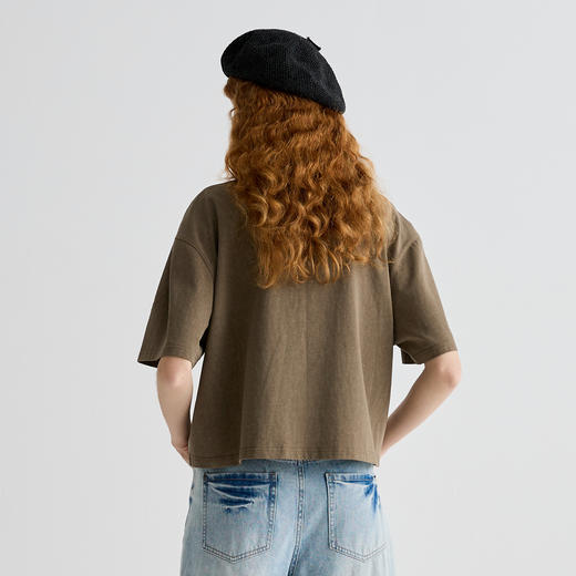 谜底T恤短袖女2025夏季新品休闲日常印花宽松H型短上衣252MT0602 商品图2