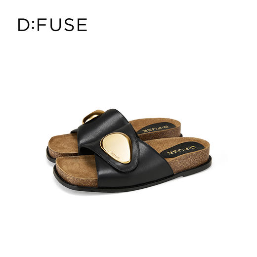 Dfuse迪芙斯2025夏季新款复古拖鞋金属扣一字带勃肯鞋凉拖女鞋DFD2110056 商品图11