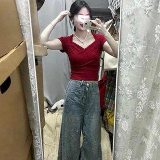 裁缝学苑AS496法式V领短袖T恤纸样修身显瘦上衣样板图纸 商品图1
