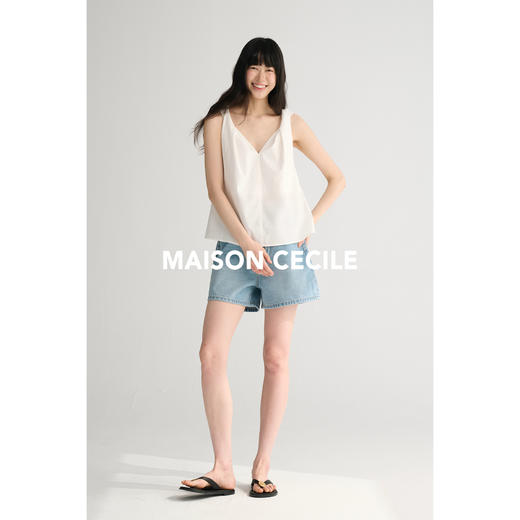 MAISON CECILE 两色/法式极简设计感V领宽松无袖扭结背心 商品图2