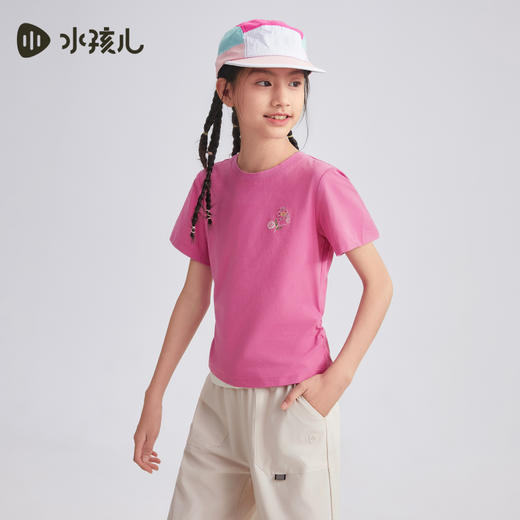 水孩儿童装女童短袖夏季新款儿童环保面料T恤时尚设计感上衣 商品图3