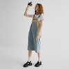 谜底连衣裙女2025夏季新品复古拼色牛仔宽松背带中长裙252ML0512 商品缩略图1