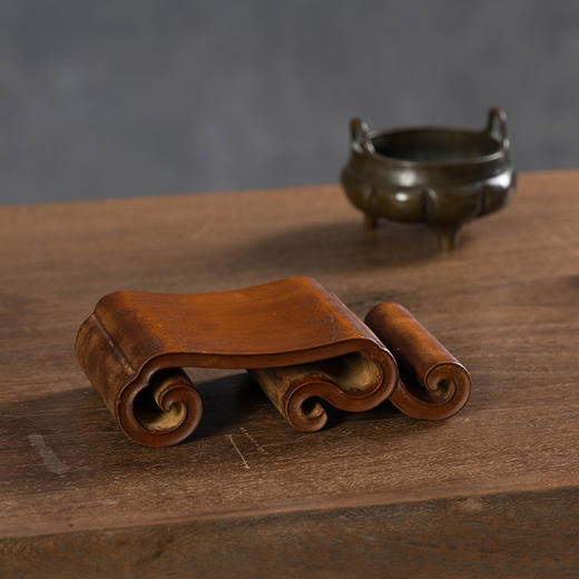 清	黄杨木整挖如意云纹墨床 商品图0