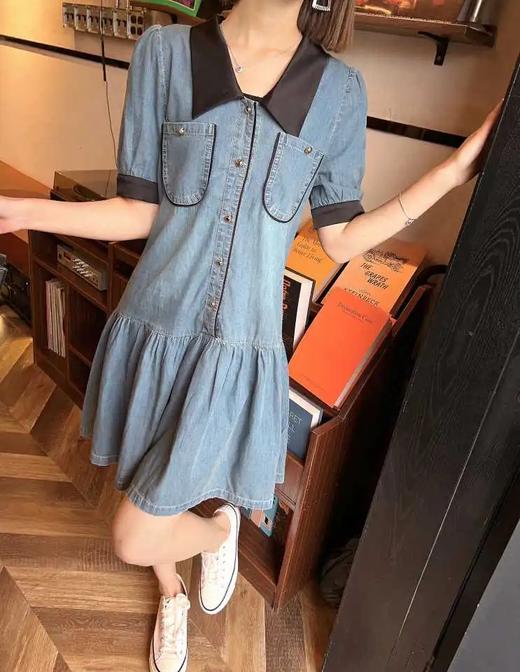 G09331#黑领牛仔连衣裙 商品图1