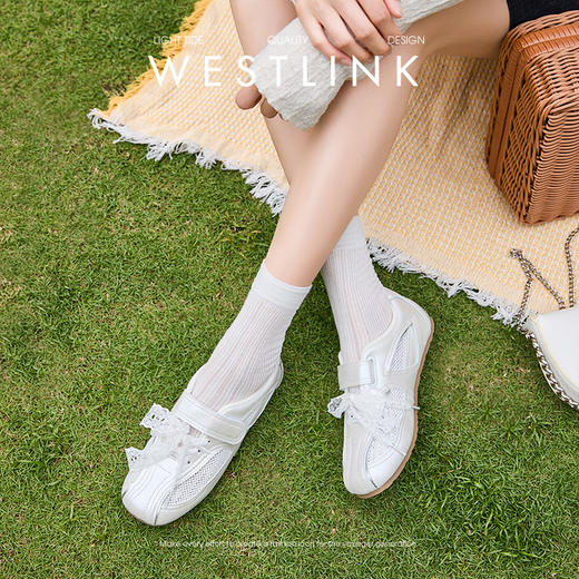 西遇芭蕾德训鞋女款新款夏季复古蕾丝网面透气女鞋银色休闲鞋Y0056735 商品图1