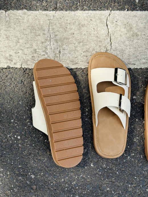 巨舒适| 暴走不累一字扣生态皮金属搭扣--平底凉拖【包邮+三天无理由退换】 商品图9