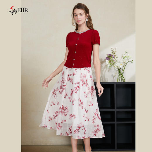 司歌提花雪纺碎花伞裙半裙C911094X 商品图1