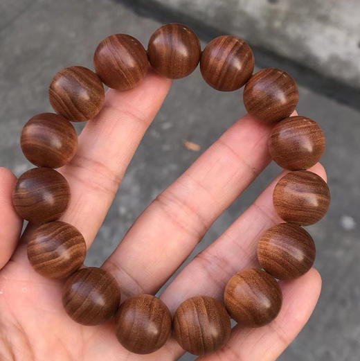 【青山特惠】1.5*15颗 焦糖味 正区黑肉级老山檀虎皮纹手串 L35 商品图0