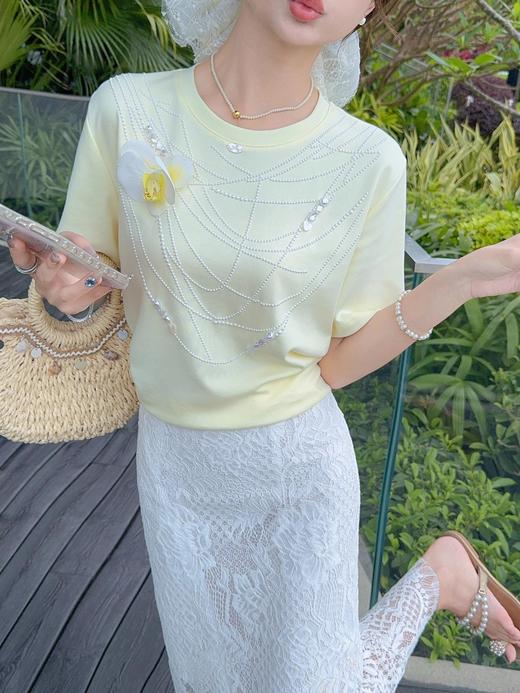 张心子【初夏生花】烫钻项链短袖T恤 U2504089 商品图6
