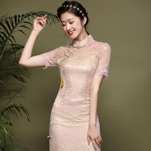 中国风气质年轻款蕾丝，日常改良旗袍连衣裙礼服OY-20107 商品图2