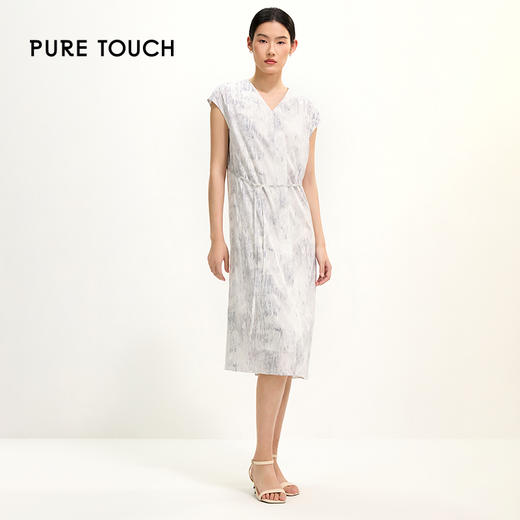 PURE TOUCH灰白渐变印花无袖系带连衣裙 1349252132 商品图1