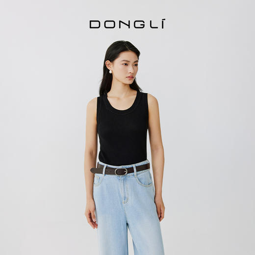 东黎 • 岛屿假日—空气动力 桑蚕丝山羊绒女士春夏抽条U领背心 2077 商品图5