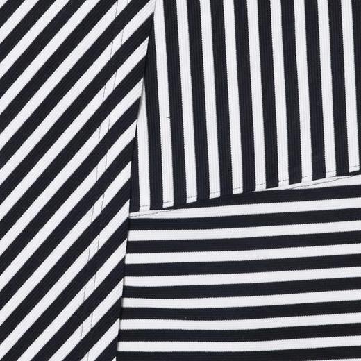 T3467夏季高级感新款韩版潮牌不规则双领口条纹短袖T恤百搭圆领上衣 商品图3