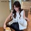 西遇无袖叠穿罩衫女春夏新款法式外搭白色开衫蕾丝边衬衫SS150314 商品缩略图3