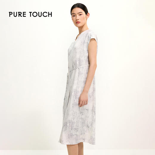 PURE TOUCH灰白渐变印花无袖系带连衣裙 1349252132 商品图3