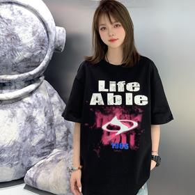 NC圆领印图案蕾丝短袖T恤50422（黑）夏季152111100321