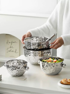 🔥有被惊艳到💰29起🉐秒【北欧风锤目纹沙拉碗】🥗独特纹理➕高颜值镜面工艺✨厨房秒变ins风～宝藏碗具闭眼入😆 🔺优质不锈钢，可与食物直接接触