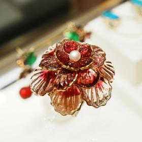 北京仓｜Gripoix Paris-Sea Life Shell-粉紫色花朵 琉璃 琉璃珍珠 胸针［法国设计师］