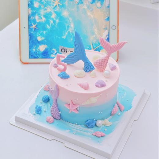 蓝粉色海洋主题鱼尾蛋糕 商品图0
