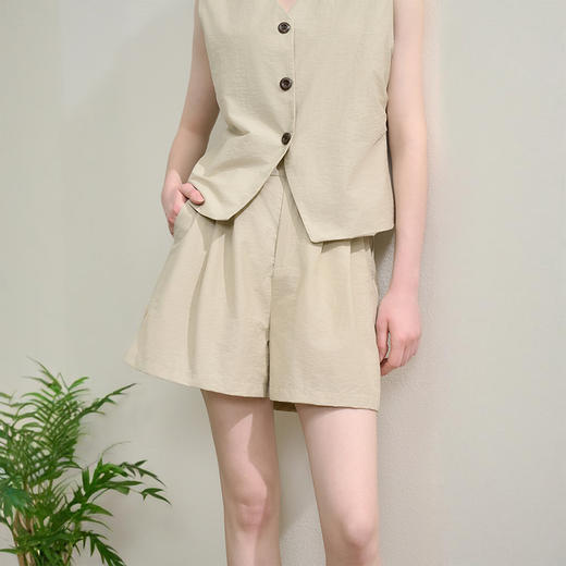 西遇宽松五分裤套装女夏季新款浅绿色无袖马甲上衣两件套K0050948 商品图4