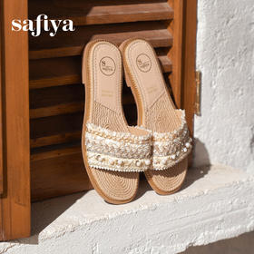 预售7天|Safiya/索菲娅2025小香风露趾外穿仙女珍珠休闲百搭软底一字拖SFD2110352