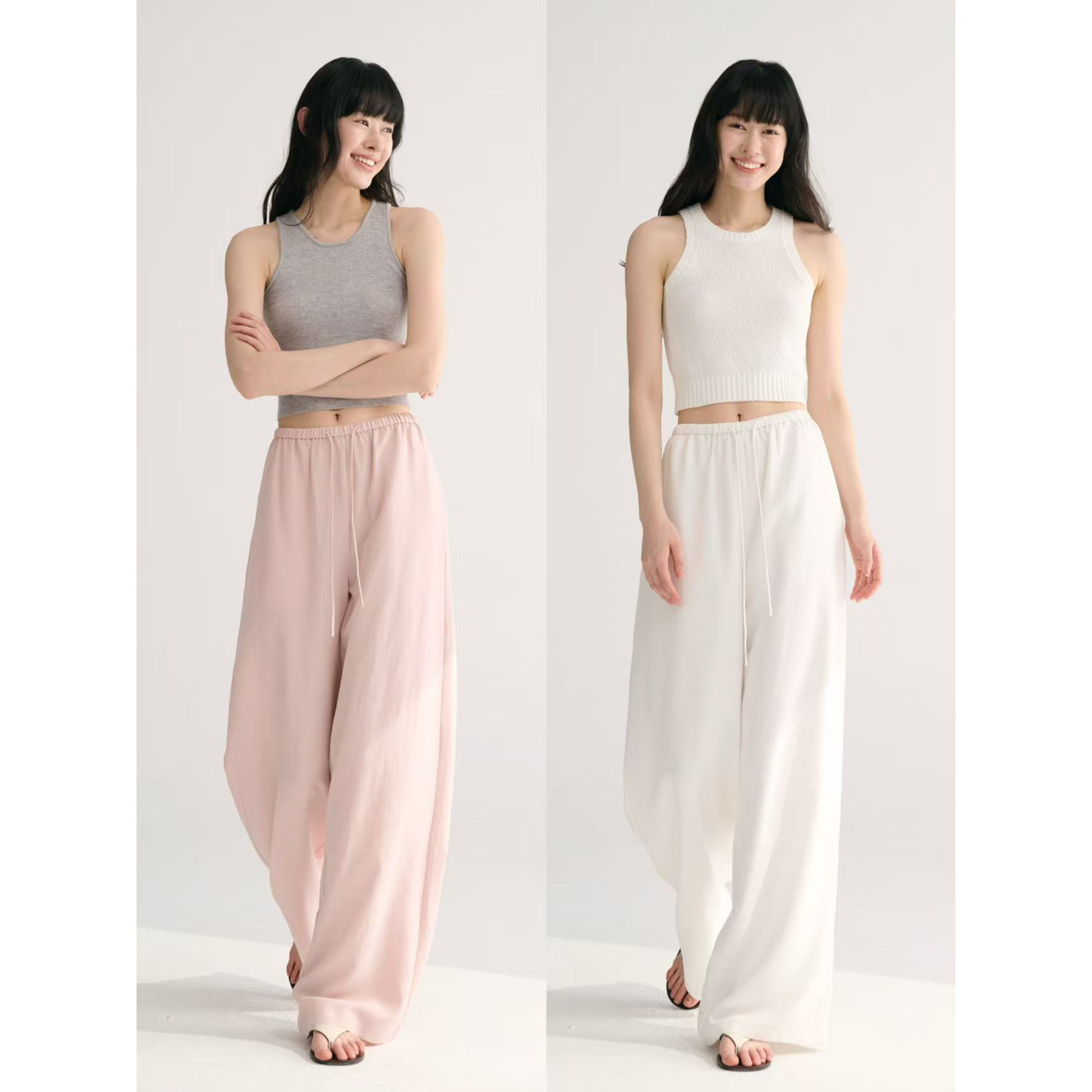 MAISON CECILE 五色/经典天丝亚麻轻薄凉感松紧腰宽松休闲裤