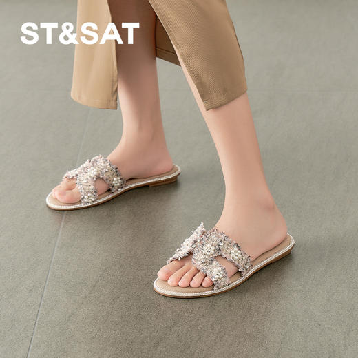 【彩饰仙履】星期六度假风彩钻珍珠凉拖SSD2110307 商品图1