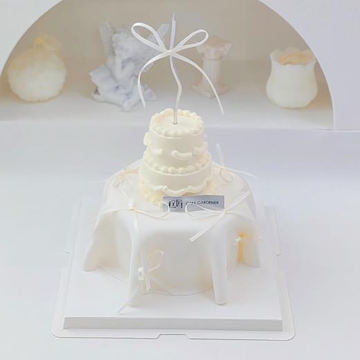 ins风小清新翻糖纯白桌布蛋糕 商品图3