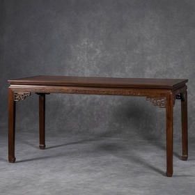 清	红木束腰马蹄腿拐子纹画桌