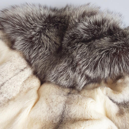 【95新】白色大毛领中长款貂皮外套女士M号现售价：5700！090525NJS02 商品图5