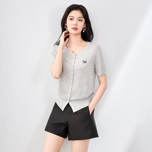 「高货wl」全新升级【铂金会员174/天猫229/差价55】(00253)洛诗琳兰精天丝亚麻针织T恤2025夏季薄款冰丝凉感开衫上衣 商品图2