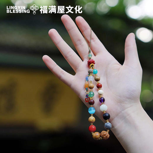 【灵隐文创馆官方正品 景区直发】十八籽菩提手串18籽天然白菩提莲花车挂手机链    3-5天发货 商品图2
