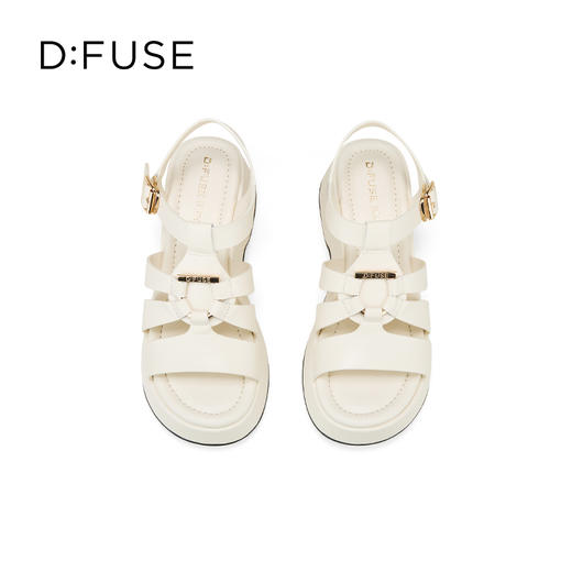 Dfuse迪芙斯2025夏季新款坡跟镂空罗马凉鞋增高厚底外穿女鞋DFD2115100 商品图9