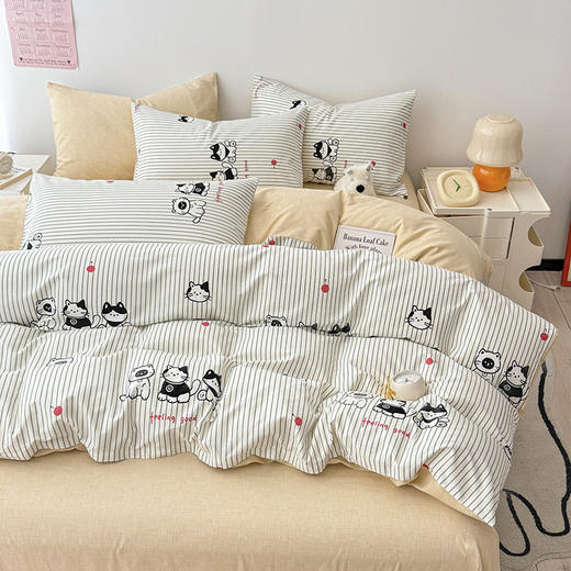 自然醒居家全棉ins风床上四件套北欧纯棉100简约床品男床单人被套床笠宿舍三件套NH150 商品图8