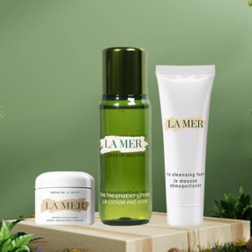 严选 | 海蓝之谜经典三件套 面霜7ml+精粹水30ml+洁面30ml+赠布袋 润泽修护