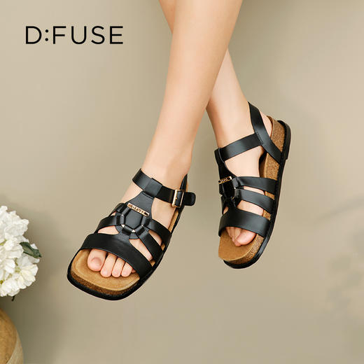 Dfuse迪芙斯2025夏季新款舒适镂空罗马凉鞋猪笼勃肯鞋女鞋DFD2115058 商品图3