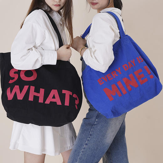 【趁早文创】趁早有态度水洗棉帆布包时尚简约百搭语录大容量单肩手提斜挎包托特包 商品图1