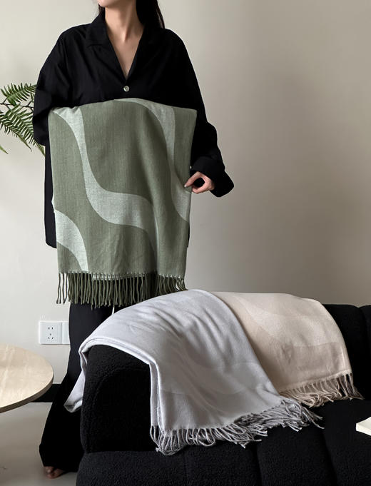 自然醒百搭时尚沙发毯样板间搭毯床尾毯航空流苏毯卧室披肩毯办公室午睡毯轻奢高级感百搭盖毯MT 商品图12