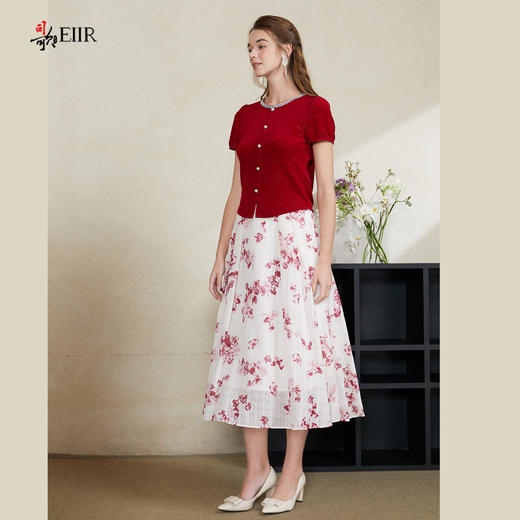 司歌提花雪纺碎花伞裙半裙C911094X 商品图4