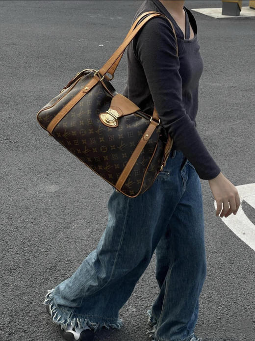 LV 中古 老花 金扣 Stresa 单肩包 商品图2