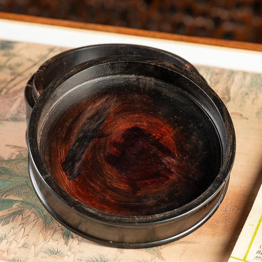 清	紫檀整挖圆形盖盒 商品图4