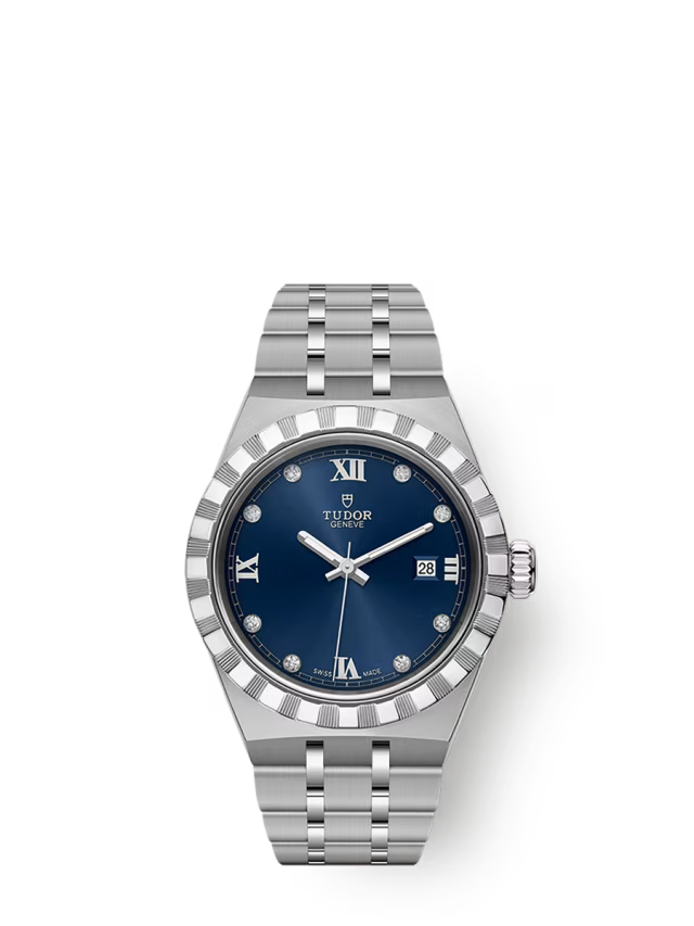 帝舵皇家系列精钢表壳，直径28毫米 镶钻表盘女士腕表