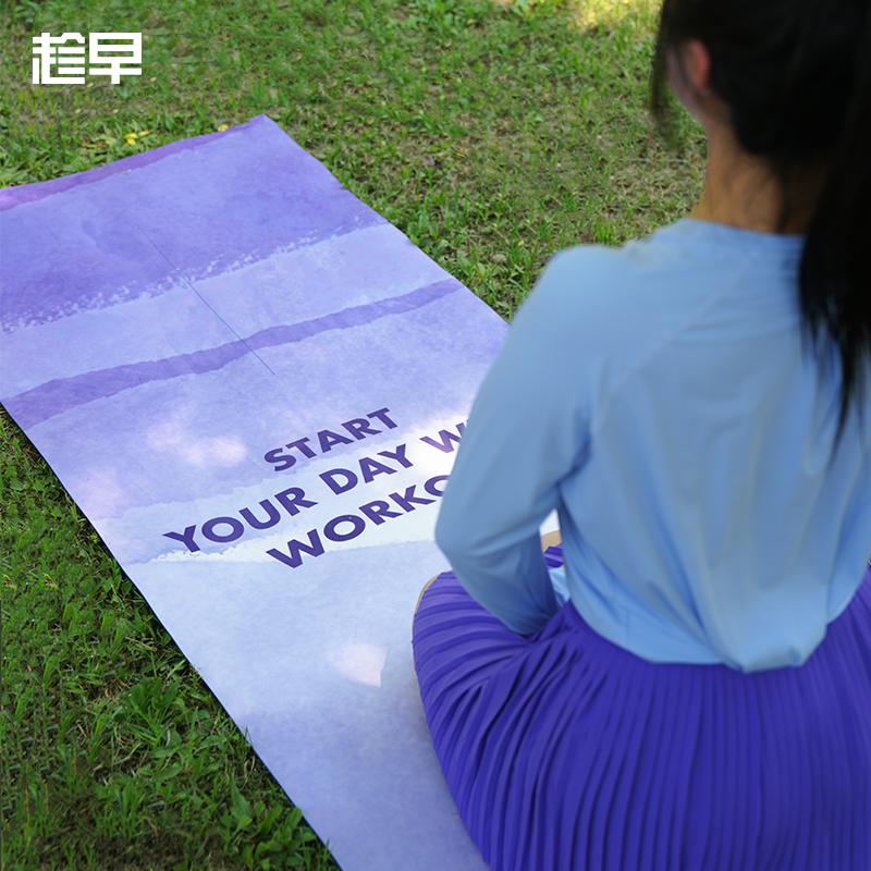 趁早有态度语录麂皮绒瑜伽垫专业天然橡胶防滑减震便携健身垫地垫