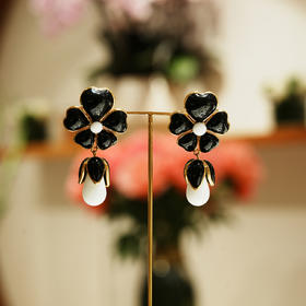 北京仓｜Gripoix Paris-Vintage-黑色琉璃 耳环［法国设计师］