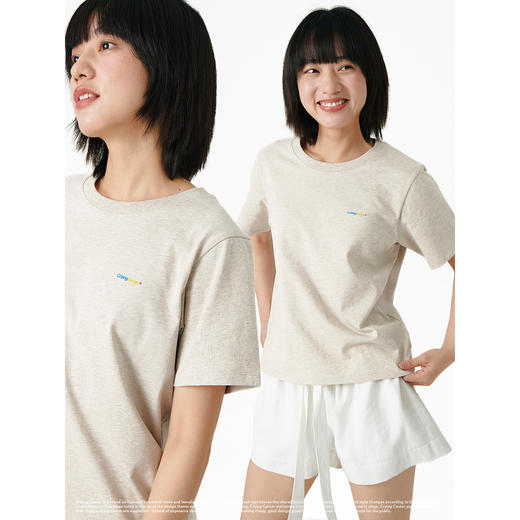 CryingCenter 正肩柔软亲肤彩纱休闲短身T 三原色低调小字logo 商品图1