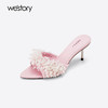 Westory2025年夏季高跟尖头珍珠凉拖鞋W25BJ62761 商品缩略图2