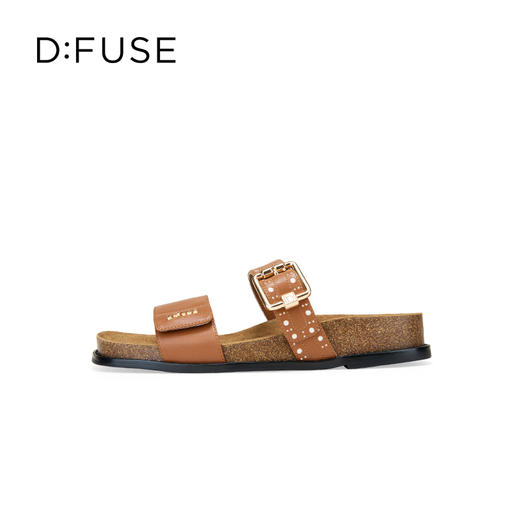Dfuse迪芙斯2025夏季新款复古拖鞋布洛克勃肯鞋双条带凉拖女鞋DFD2110055 商品图5