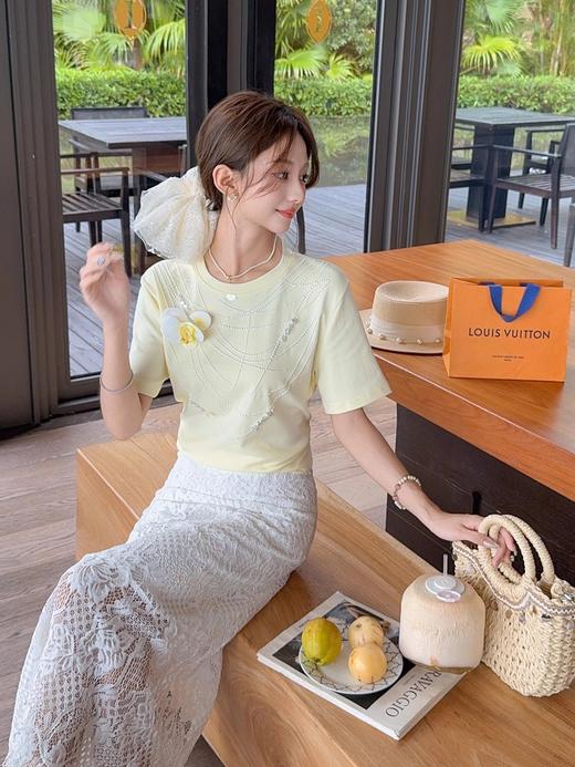 张心子【初夏生花】烫钻项链短袖T恤 U2504089 商品图11