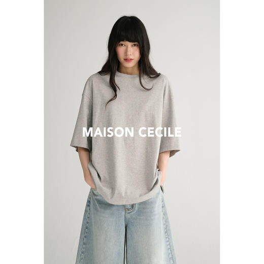 MAISON CECILE 三色/高棉干爽透气宽松休闲慵懒基础圆领百搭大T恤 商品图4