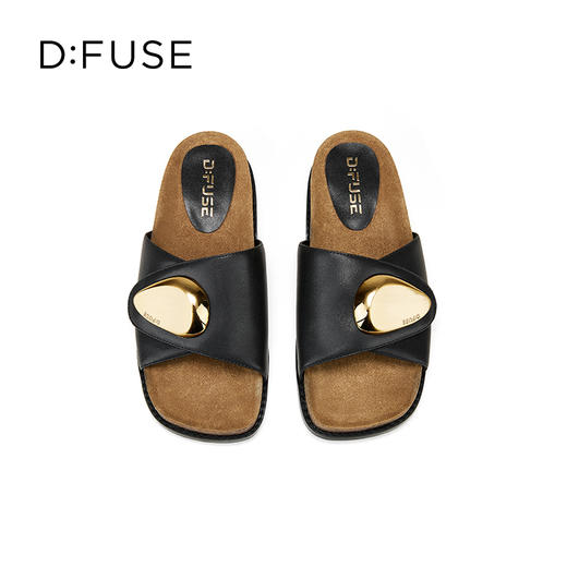 Dfuse迪芙斯2025夏季新款复古拖鞋金属扣一字带勃肯鞋凉拖女鞋DFD2110056 商品图13